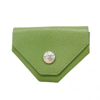 Pre-owned Hermes Vert Bengal Chevre Myzore Leather Coin Purse/coin Case ()
