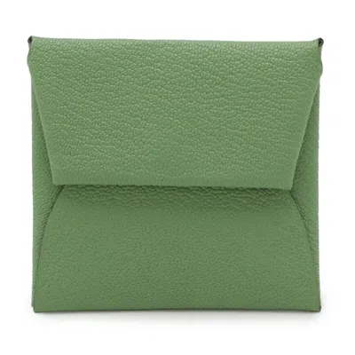 Pre-owned Hermes Vert Chevre Leather Coin Purse/coin Case () In Green