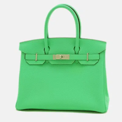 Pre-owned Hermes Vert Comic Togo Birkin Handbag In Green