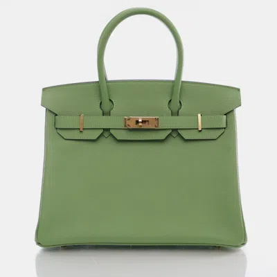 Pre-owned Hermes Vert Criquet Epsom Birkin 30 Handbag In Green