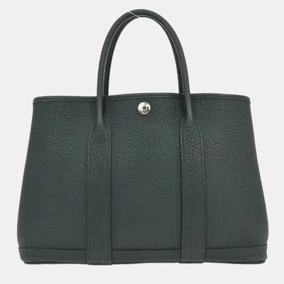 Pre-owned Hermes Vert Cypres Negonda Garden Party 30 Tpm Tote Handbag In Green
