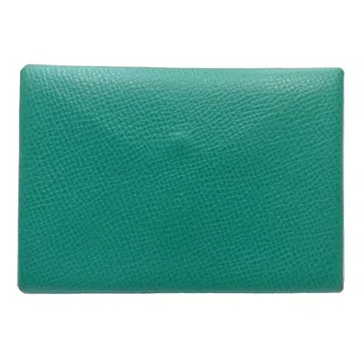 Pre-owned Hermes Vert Epsom Leather Coin Purse/coin Case () In Green