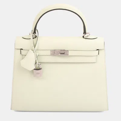 Pre-owned Hermes Vert Fizz Epsom Kelly 25 Phw In Green