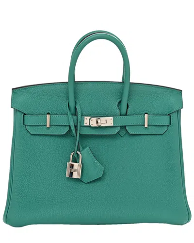 Pre-owned Hermes Hermès Vert Verone Togo Leather Birkin 25 (authentic Pre-loved)