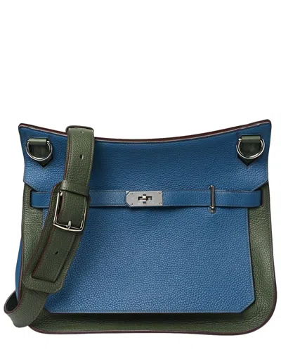 Pre-owned Hermes Hermès Vert Veronese Taurillon Clemence Leather Jypsiere 34 (authentic Pre-  Loved)