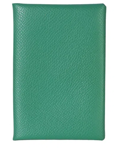 Pre-owned Hermes Hermès Vert Vertigo Epsom Calvi Card Holder (authentic Pre-loved)