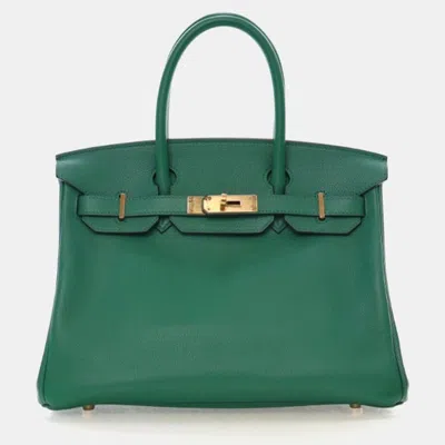 Pre-owned Hermes Vert Vertigo Green Novillo Birkin 30
