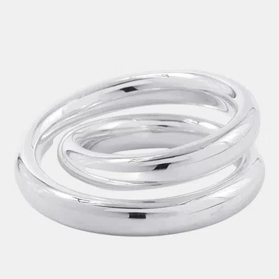 Pre-owned Hermes Vertige 925 Sterling Silver Ring Size 53