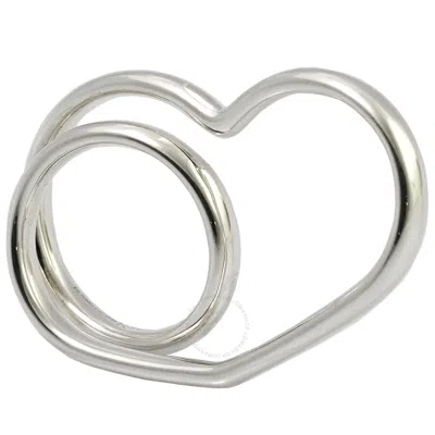 Pre-owned Hermes Vertige Coeur Double Ring In Silver Tone