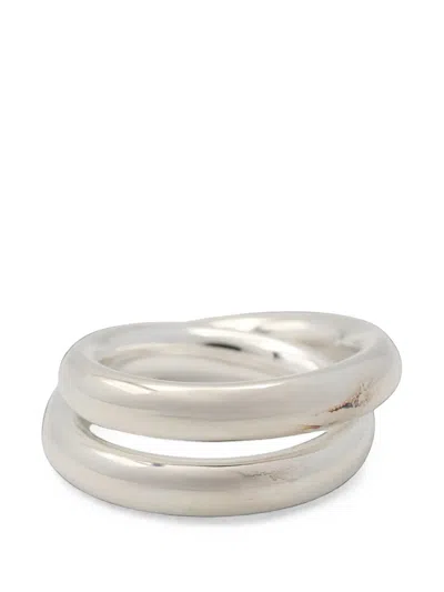 Pre-owned Hermes Vertige Double-band Ring In Silver