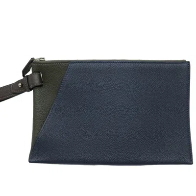 Pre-owned Hermes Vertige Leather Clutch Bag () In Blue
