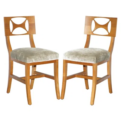 Pre-owned Hermes Very Rare Pair Of  Paris Cherrywood Chairs Luxury Premium In Brown