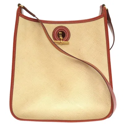 Pre-owned Hermes Vespa Beige Brown Straw Shoulder Bag () In Beige, Brown