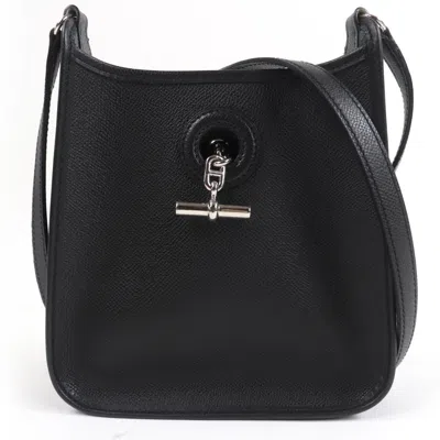 Pre-owned Hermes Vespa Black Epsom Leather Shoulder Bag ()