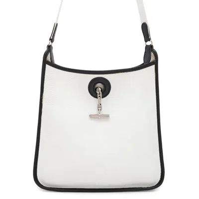 Pre-owned Hermes Vespa Black White Taurillon Clemence Leather Shoulder Bag ()
