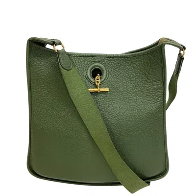 Pre-owned Hermes Vespa Green Leather Shoulder Bag ()