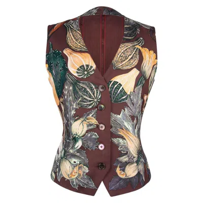 Pre-owned Hermes Vest Citrouilles Et Coloquintes Silk Print Vintage 40 / 6 In Black