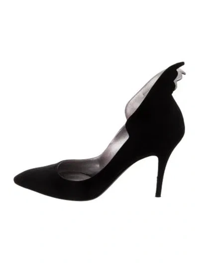 Pre-owned Hermes Victoire 90 Suede Pumps In Black