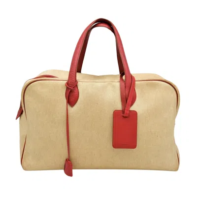 Hermes Hermès Victoria Beige Leather Travel Bag () In Neutral