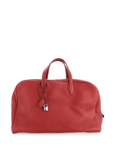 Pre-owned Hermes Victoria Clemence 50 Travel Bag In Red