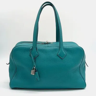 Pre-owned Hermes Victoria Handbag In Blue
