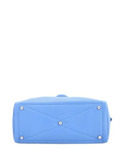Pre-owned Hermes Victoria Ii Bag Clemence 35 Satchel In Blue