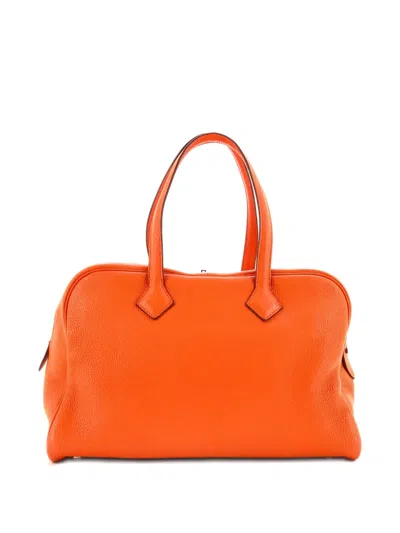 Pre-owned Hermes Victoria Ii Bag Clemence 35 Satchel In Orange