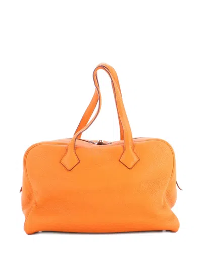 Pre-owned Hermes Victoria Ii Bag Clemence 35 Satchel In Orange