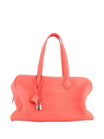 Pre-owned Hermes Victoria Ii Bag Clemence 35 Satchel In Pink