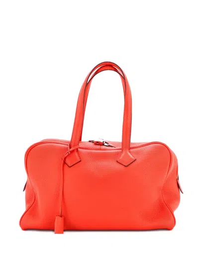 Pre-owned Hermes Victoria Ii Bag Clemence 35 Satchel In Red