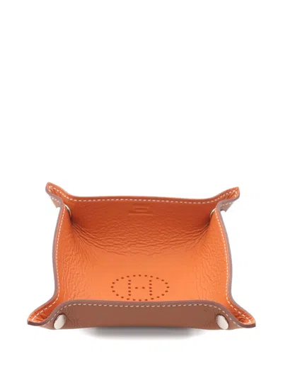 Pre-owned Hermes Vide Poche Mini Leather Accessory Case In Brown