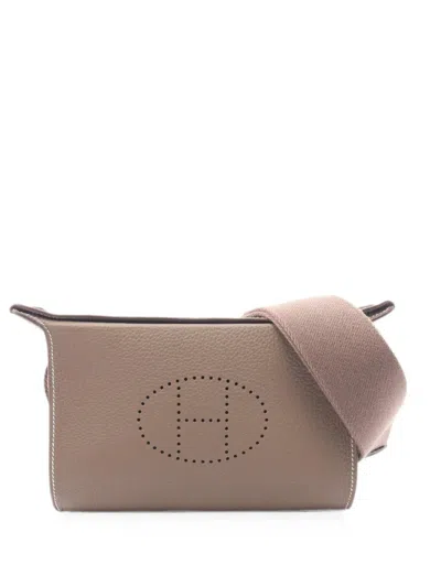 Pre-owned Hermes Videpoches Togo-leather Cross Body Bag In Grey