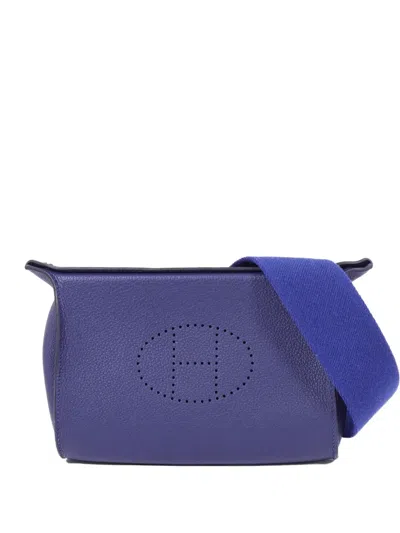 Pre-owned Hermes Videpoches Togo-leather Crossbody Bag In Blue