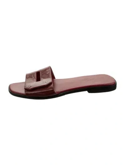 Pre-owned Hermes View H Logo Slides In Burgundy