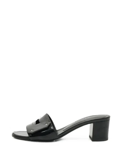 Pre-owned Hermes View Heeled Sandals In Black