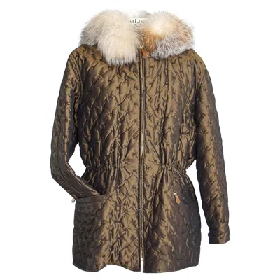Pre-owned Hermes Viintage Jacket Iridescent Quilted Parka Lush Fox Hoodie Trim 6 In Black