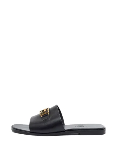 Pre-owned Hermes Villa Plaque Slides In Black