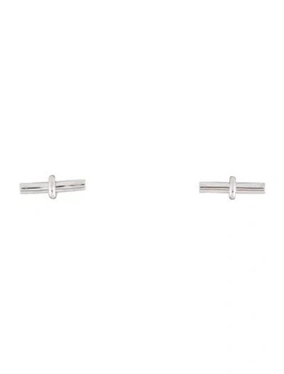 Pre-owned Hermes Vintage 18k Mini Chaine D'ancre Stud Earrings In Multi