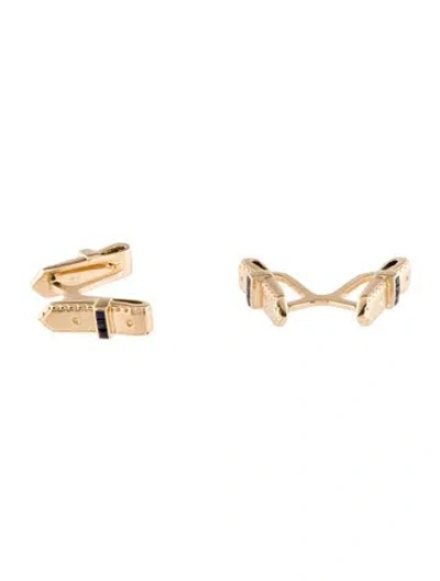 Pre-owned Hermes Vintage 18k Sapphire Buckle Cufflinks In Multi