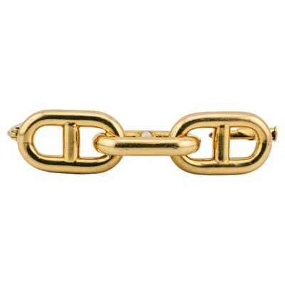 Pre-owned Hermes Vintage 1970s Chaine D'ancre 18k Gold Brooch In Multi
