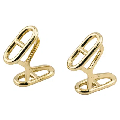 Pre-owned Hermes Vintage 1970s Chaine D'ancre 18k Gold Cufflinks In Multi