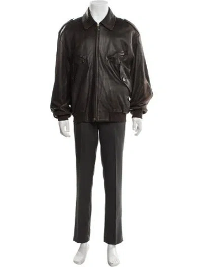 Pre-owned Hermes Vintage 1980's Bomber Jacket In Brown