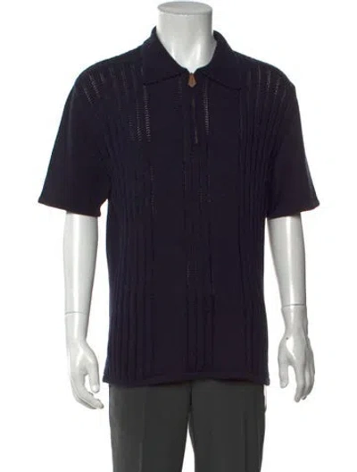 Pre-owned Hermes Vintage 1980's Polo Sweater In Blue