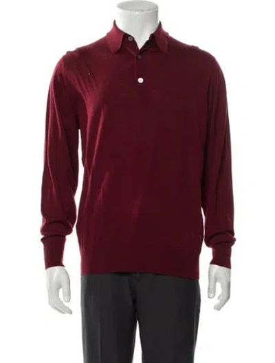 Pre-owned Hermes Vintage 1990's Polo Sweater In Burgundy