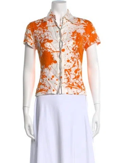 Pre-owned Hermes Vintage 2004 Button-up Top In Orange