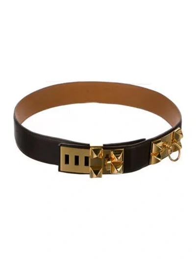 Pre-owned Hermes Vintage 2007 Collier De Chien Belt In Brown
