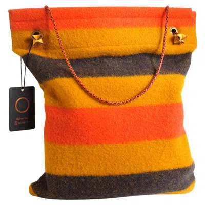 Pre-owned Hermes Hermès - Vintage Aline Striped Wool Leather Crossbody Bag Circa 1990s In Brown