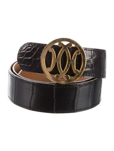 Pre-owned Hermes Vintage Alligator Lift Belt Kit In Black