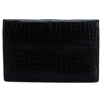 Pre-owned Hermes Vintage Black Crocodile Clutch