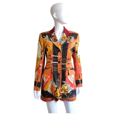 Pre-owned Hermes Hermès - Vintage Blazer By Hubert De Watrigant, Silk, "carnaval De Venise" In Sand